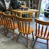 Solid wood kitchen / dining room table & 4 chairs.
