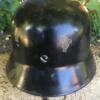 WW2 German Elite Allgermeine Two Decal Black Helmet; RARE