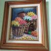 OIL PAINTING "BASKET WITH FLOWERS" W/FRAME