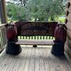 University of Louisville wood carved bench