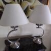 Pair (2) of Chrome C-Shaped Table Lamps