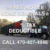 FREE REMOVAL OF MOBILE HOMES   ACCEPTING DOUBLE AND SINGLEWIDES         (CALL AND DONATE TODAY 