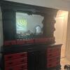 gothic antique black and red wooden dresser 