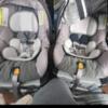 2 gray infant carseats