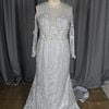 Platinum Grey Long Sleeve Plus Size Wedding Gown by DARIUS CORDELL