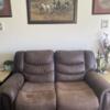 Electric reclining leather love seat