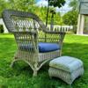 Wicker Chair and Ottoman