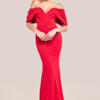 Goddiva Off The Shoulder Draped Sleeve Maxi Dress