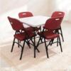 SunBoat 5-piece folding furniture set [ 88 cm table + 4 Red chairs ]