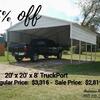 All Steel Buildings, Carports, Covers, Barns up to 20% off