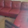 Red Faux Leather sectional with chaise