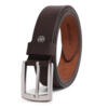 Brown Genuine Leather Men's Belt (Leather Texture: Plain & Buckle Color: Silver)